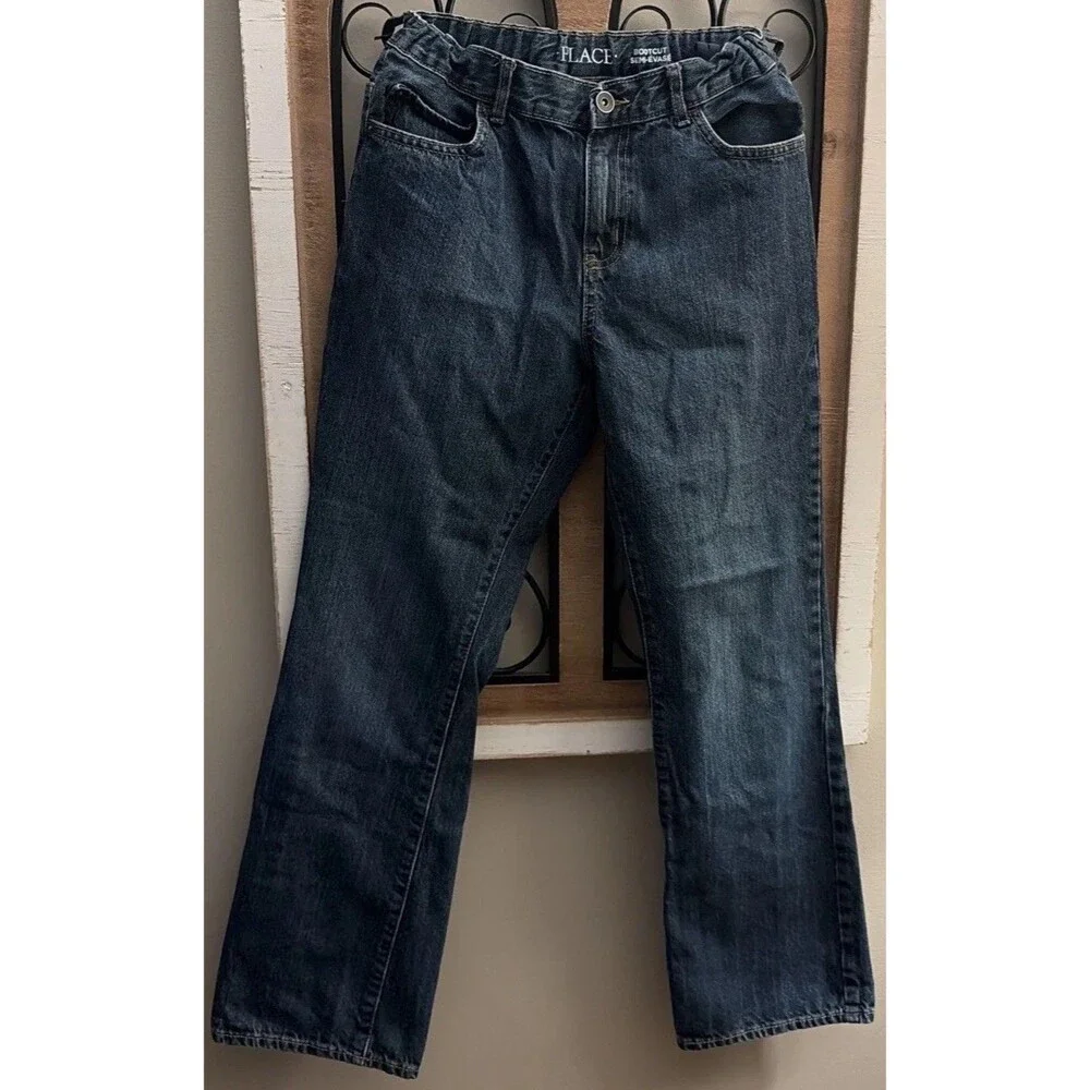 2 Pair Childrens Place Boys Youth Bootcut Jeans Elastic Waist Size 14 Regular